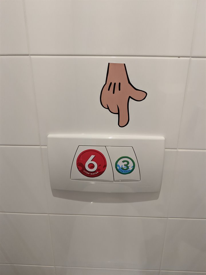 wc-stickers passen op de meeste gebruikte spoelknoppen